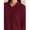 image:imagePRETTYGARDEN Womens Long Sleeve Collared Polo Sweater V Neck Knit Ribbed Business Casual Pullover Sweaters 2026 Fall OutfitsWine Red