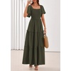 image:imagePRETTYGARDEN Womens Summer Dresses 2026 Boho Maxi Wedding Guest Smocked Square Neck Spring Short Sleeve Swiss Dot Long DressArmy Green