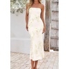 image:imagePRETTYGARDEN Womens Wedding Guest Floral Midi Tube Dress  Lightweight Soft Mesh FormFitting Bodycon Strapless Side Slit Elegant for Cocktails Homecoming Parties amp Formal EventsApricot
