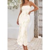 image:imagePRETTYGARDEN Womens Wedding Guest Floral Midi Tube Dress  Lightweight Soft Mesh FormFitting Bodycon Strapless Side Slit Elegant for Cocktails Homecoming Parties amp Formal EventsApricot