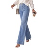 image:imagePRETTYGARDEN Womens Wide Leg Jeans High Waisted Stretchy  High Rise Flare Jeans with Front Patch Pockets Loose Fit Daily Wear Denim Trendy Office Work Pants Business Casual OutfitsDusk Blue