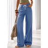 image:imagePRETTYGARDEN Womens Wide Leg Jeans High Waisted Stretchy Baggy Straight Leg Drawstring Trendy Denim Pants 2026 SummerDusk Blue