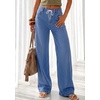 image:imagePRETTYGARDEN Womens Wide Leg Jeans High Waisted Stretchy Baggy Straight Leg Drawstring Trendy Denim Pants 2026 SummerDusk Blue