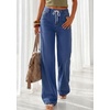 image:imagePRETTYGARDEN Womens Wide Leg Jeans High Waisted Stretchy Baggy Straight Leg Drawstring Trendy Denim Pants 2026 SummerReal Teal