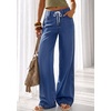 image:imagePRETTYGARDEN Womens Wide Leg Jeans High Waisted Stretchy Baggy Straight Leg Drawstring Trendy Denim Pants 2026 SummerReal Teal