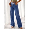 image:imagePRETTYGARDEN Womens Wide Leg Jeans High Waisted Stretchy Baggy Straight Leg Drawstring Trendy Denim Pants 2026 SummerReal Teal