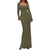 image:imagePRETTYGARDEN Womens Fall Long Sleeve Maxi Bodycon Dresses  Soft Stretchy Ribbed Knit Bell Sleeve Square Neck Mermaid Elegant Long Dress Wedding Guest Party 2026 Winter ClothingArmy Green