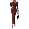 image:imagePRETTYGARDEN Womens Fall Long Sleeve Ribbed Sweater Dress  Breathable Knit Fabric Elegant Bodycon Cut Fashion Asymmetrical Neck Night Out Party Dresses 2026 Trendy Winter ClothesBrown