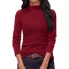 image:imagePRETTYGARDEN Womens Fall Mock Neck Long Sleeve Shirts  Soft Stretchy KnitGeometric Seam StitchingSlim Fitted Basic TeesThermal Casual WearDaily Work Layering Winter Tunic TopWine Red