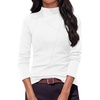 image:imagePRETTYGARDEN Womens Fall Mock Neck Long Sleeve Shirts  Soft Stretchy KnitGeometric Seam StitchingSlim Fitted Basic TeesThermal Casual WearDaily Work Layering Winter Tunic TopWhite
