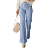 image:imagePRETTYGARDEN Womens Wide Leg Jeans High Waisted Stretchy  High Rise Flare Jeans with Front Patch Pockets Loose Fit Daily Wear Denim Trendy Office Work Pants Business Casual OutfitsAshleigh Blue