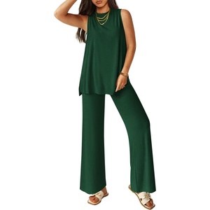 image:imagePRETTYGARDEN 2 Piece Lounge Sets for Women Summer Airport Travel Outfit 2026 Casual Matching Spring Clothes Track Sweat SuitsDark Green