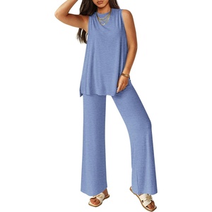 image:imagePRETTYGARDEN 2 Piece Lounge Sets for Women Summer Airport Travel Outfit 2026 Casual Matching Spring Clothes Track Sweat SuitsGrey Blue