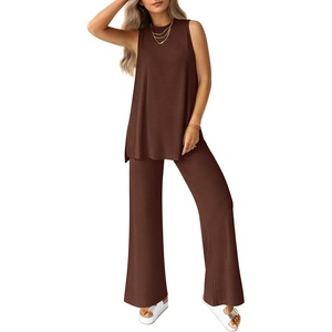 image:imagePRETTYGARDEN 2 Piece Lounge Sets for Women Summer Airport Travel Outfit 2026 Casual Matching Spring Clothes Track Sweat SuitsLight Coffee