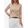 image:imagePRETTYGARDEN Womens Fall Lightweight Knit Cardigan Sweater  Button Down Long Sleeve Crew NeckSoft Ribbed Knit Slim FitBusiness Casual Going Out Travel OutfitsFashion Clothing 2026Apricot