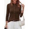 image:imagePRETTYGARDEN Womens Fall Lightweight Knit Cardigan Sweater  Button Down Long Sleeve Crew NeckSoft Ribbed Knit Slim FitBusiness Casual Going Out Travel OutfitsFashion Clothing 2026Brown