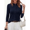 image:imagePRETTYGARDEN Womens Fall Lightweight Knit Cardigan Sweater  Button Down Long Sleeve Crew NeckSoft Ribbed Knit Slim FitBusiness Casual Going Out Travel OutfitsFashion Clothing 2026Navy Blue
