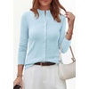 image:imagePRETTYGARDEN Womens Fall Lightweight Knit Cardigan Sweater  Button Down Long Sleeve Crew NeckSoft Ribbed Knit Slim FitBusiness Casual Going Out Travel OutfitsFashion Clothing 2026Light Blue