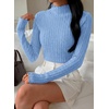 image:imagePRETTYGARDEN Womens Fall Long Sleeve Fitted Shirts  Comfy Stretchy Cable Knit Trendy Lettuce Trim Mock Neck Casual Basic Tees Cute Layering Tops 2026 Fashion ClothingLight Blue