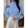 image:imagePRETTYGARDEN Womens Fall Long Sleeve Fitted Shirts  Comfy Stretchy Cable Knit Trendy Lettuce Trim Mock Neck Casual Basic Tees Cute Layering Tops 2026 Fashion ClothingLight Blue