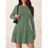 image:imagePRETTYGARDEN Womens Long Sleeve Flowy Mini Dress with Tie Waist Soft Stretchy Fitted ALine Dresses for Early Fall FashionSage Green