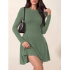 image:imagePRETTYGARDEN Womens Long Sleeve Flowy Mini Dress with Tie Waist Soft Stretchy Fitted ALine Dresses for Early Fall FashionSage Green
