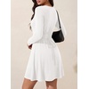 image:imagePRETTYGARDEN Womens Long Sleeve Flowy Mini Dress with Tie Waist Soft Stretchy Fitted ALine Dresses for Early Fall FashionWhite