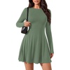 image:imagePRETTYGARDEN Womens Long Sleeve Flowy Mini Dress with Tie Waist Soft Stretchy Fitted ALine Dresses for Early Fall FashionSage Green