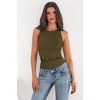 image:imagePRETTYGARDEN Womens Summer High Neck Ribbed Tank Tops Casual Basic Sleeveless Slim Fitted Racerback Workout T ShirtsArmy Green
