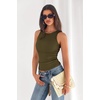 image:imagePRETTYGARDEN Womens Summer High Neck Ribbed Tank Tops Casual Basic Sleeveless Slim Fitted Racerback Workout T ShirtsArmy Green