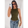 image:imagePRETTYGARDEN Womens Summer High Neck Ribbed Tank Tops Casual Basic Sleeveless Slim Fitted Racerback Workout T ShirtsArmy Green