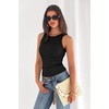 image:imagePRETTYGARDEN Womens Summer High Neck Ribbed Tank Tops Casual Basic Sleeveless Slim Fitted Racerback Workout T ShirtsBlack