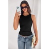 image:imagePRETTYGARDEN Womens Summer High Neck Ribbed Tank Tops Casual Basic Sleeveless Slim Fitted Racerback Workout T ShirtsBlack
