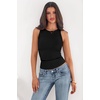 image:imagePRETTYGARDEN Womens Summer High Neck Ribbed Tank Tops Casual Basic Sleeveless Slim Fitted Racerback Workout T ShirtsBlack