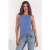 image:imagePRETTYGARDEN Womens Summer High Neck Ribbed Tank Tops Casual Basic Sleeveless Slim Fitted Racerback Workout T ShirtsBlue