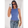 image:imagePRETTYGARDEN Womens Summer High Neck Ribbed Tank Tops Casual Basic Sleeveless Slim Fitted Racerback Workout T ShirtsBlue