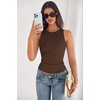 image:imagePRETTYGARDEN Womens Summer High Neck Ribbed Tank Tops Casual Basic Sleeveless Slim Fitted Racerback Workout T ShirtsBrown