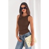 image:imagePRETTYGARDEN Womens Summer High Neck Ribbed Tank Tops Casual Basic Sleeveless Slim Fitted Racerback Workout T ShirtsBrown