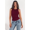 image:imagePRETTYGARDEN Womens Summer High Neck Ribbed Tank Tops Casual Basic Sleeveless Slim Fitted Racerback Workout T ShirtsBurgundy