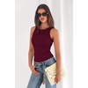 image:imagePRETTYGARDEN Womens Summer High Neck Ribbed Tank Tops Casual Basic Sleeveless Slim Fitted Racerback Workout T ShirtsBurgundy