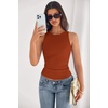 image:imagePRETTYGARDEN Womens Summer High Neck Ribbed Tank Tops Casual Basic Sleeveless Slim Fitted Racerback Workout T ShirtsBurnt Orange