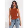image:imagePRETTYGARDEN Womens Summer High Neck Ribbed Tank Tops Casual Basic Sleeveless Slim Fitted Racerback Workout T ShirtsBurnt Orange