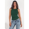 image:imagePRETTYGARDEN Womens Summer High Neck Ribbed Tank Tops Casual Basic Sleeveless Slim Fitted Racerback Workout T ShirtsDark Green