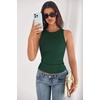 image:imagePRETTYGARDEN Womens Summer High Neck Ribbed Tank Tops Casual Basic Sleeveless Slim Fitted Racerback Workout T ShirtsDark Green