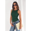 image:imagePRETTYGARDEN Womens Summer High Neck Ribbed Tank Tops Casual Basic Sleeveless Slim Fitted Racerback Workout T ShirtsDark Green