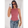 image:imagePRETTYGARDEN Womens Summer High Neck Ribbed Tank Tops Casual Basic Sleeveless Slim Fitted Racerback Workout T ShirtsDusty Pink