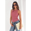 image:imagePRETTYGARDEN Womens Summer High Neck Ribbed Tank Tops Casual Basic Sleeveless Slim Fitted Racerback Workout T ShirtsDusty Pink