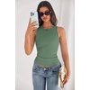 image:imagePRETTYGARDEN Womens Summer High Neck Ribbed Tank Tops Casual Basic Sleeveless Slim Fitted Racerback Workout T ShirtsGrey Green