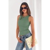 image:imagePRETTYGARDEN Womens Summer High Neck Ribbed Tank Tops Casual Basic Sleeveless Slim Fitted Racerback Workout T ShirtsGrey Green