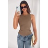 image:imagePRETTYGARDEN Womens Summer High Neck Ribbed Tank Tops Casual Basic Sleeveless Slim Fitted Racerback Workout T ShirtsKhaki